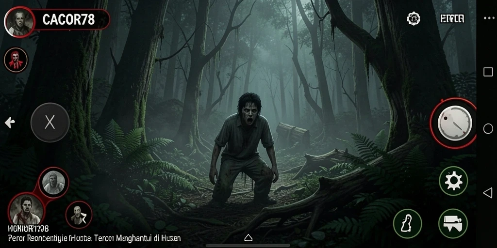Tampilan antarmuka menakutkan dari game Horor Hutan.