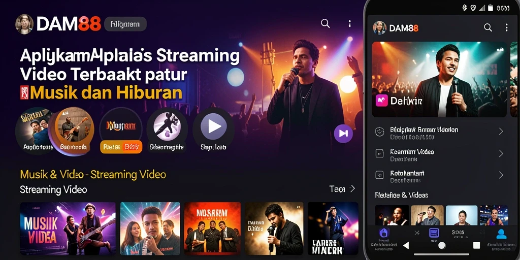 Antarmuka pengguna DAM88 menampilkan pilihan video streaming yang menarik.
