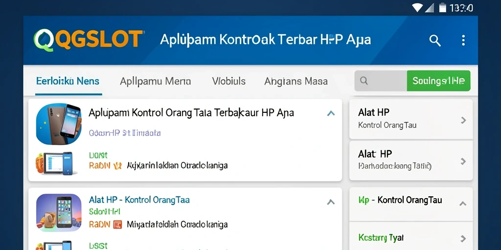 Screenshot antarmuka utama QQSLOT dengan fitur Kontrol Orang Tua.