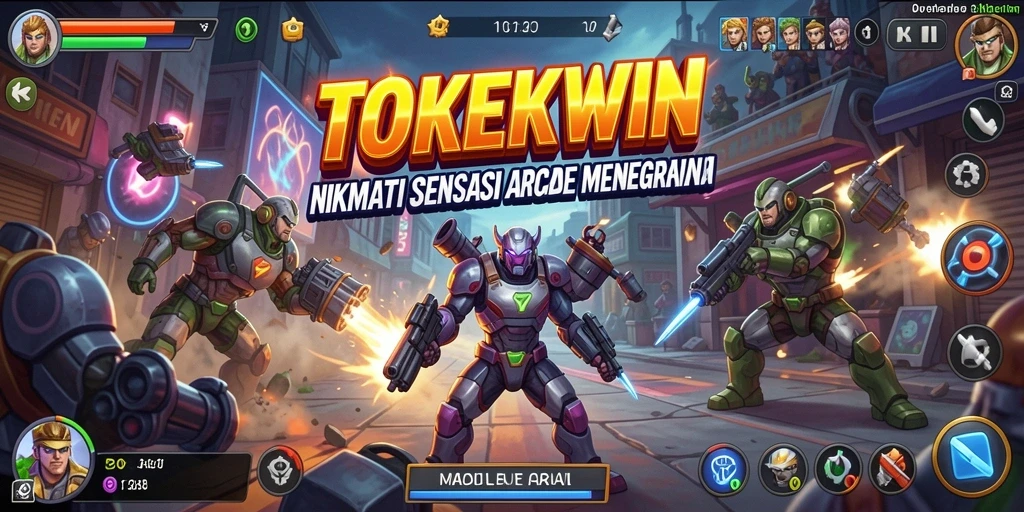 Antarmuka utama TOKEKWIN menampilkan grafis yang cerah dan menarik perhatian.