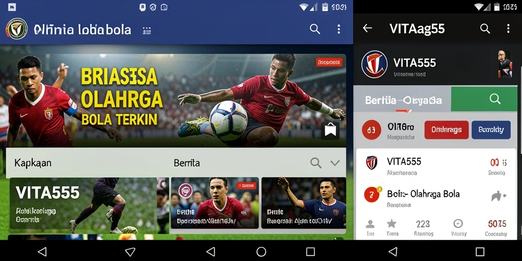 Antarmuka VITA555 menampilkan berita terkini seputar Olahraga Bola.