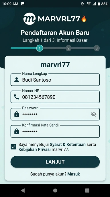 Mudahnya Registrasi Akun Baru di marvrl77